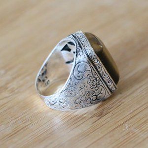 925 Sterling Silver Men's Ring with Tiger Eye -Super Elegant